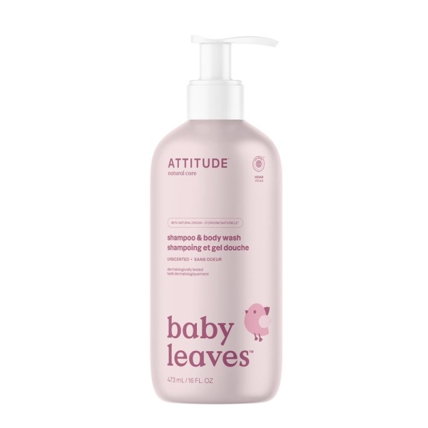 Attitude Baby Leaves 2 in1 Shampoo & Body Wash - Unscented - 473 ml